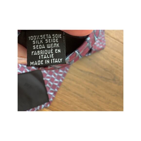 BOSS Hugo Boss Embroidered Geometric Pointed Silk Tie Made in Italy Red Men's - Picture 4 of 5